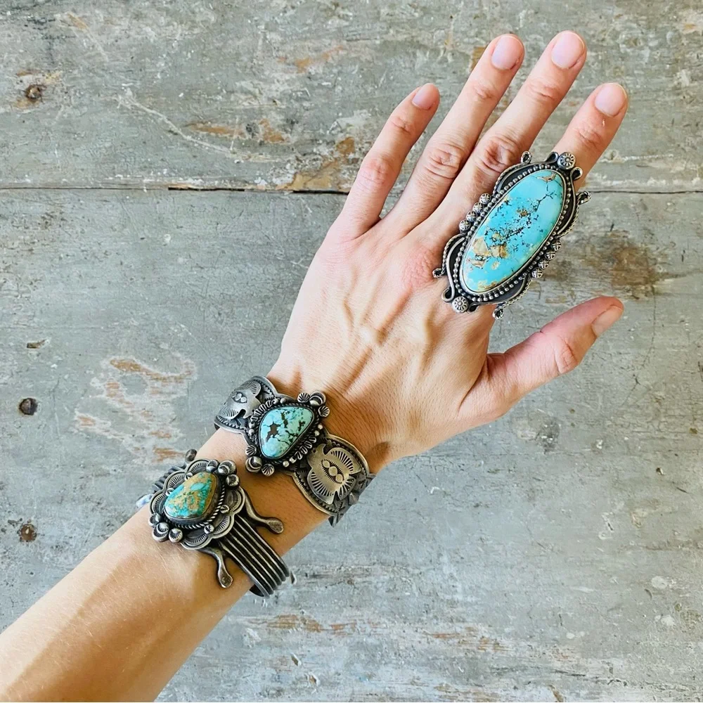 SOLD ♥️ Apache ♥️ Rosella Paxson Sterling Silver & Turquoise Ring - Picture 2 of 14